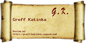 Greff Katinka névjegykártya